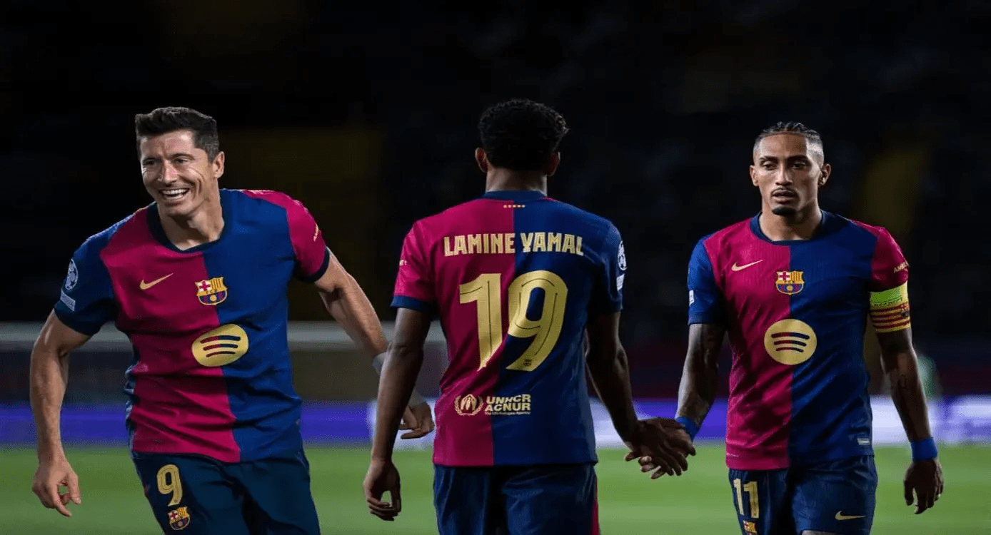 Barcelona’s Dynamic Duo, Raphinha and Lewandowski, Break UCL Record in 4-0 Dominance